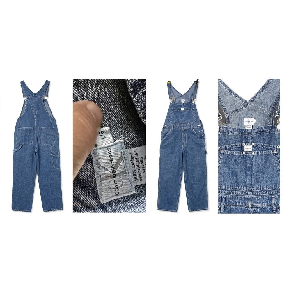 Calvin Klein Jeans Blue Denim Overalls Size L Like New - Picture 2 of 2